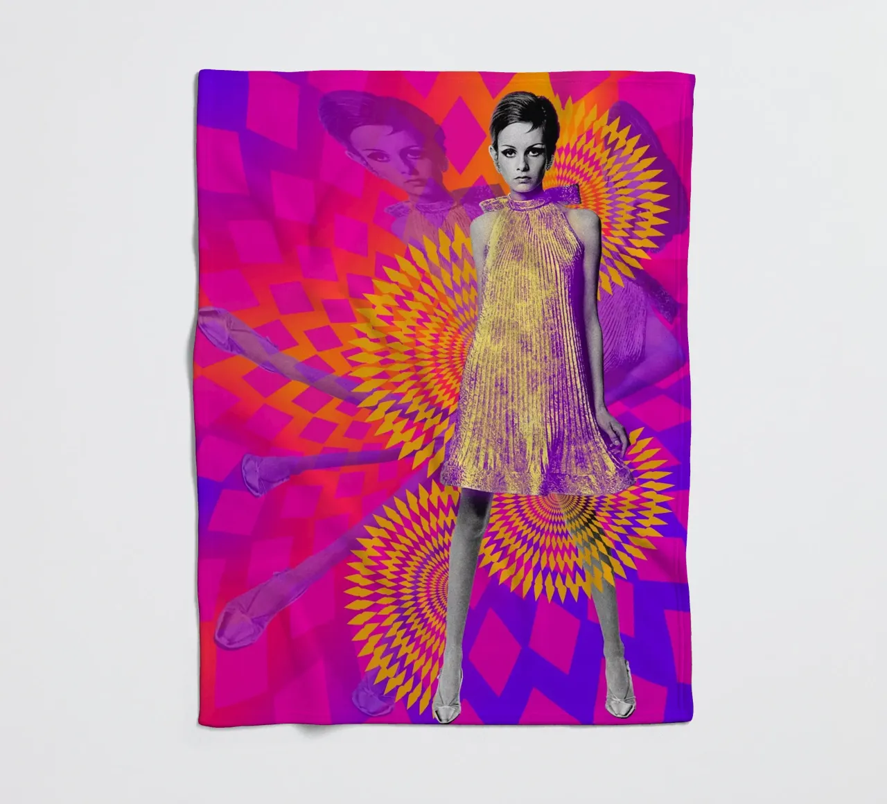 Supermodel Twiggy 1 - Supermodels of the Sixties Series Fleecedecke von DesmondBates