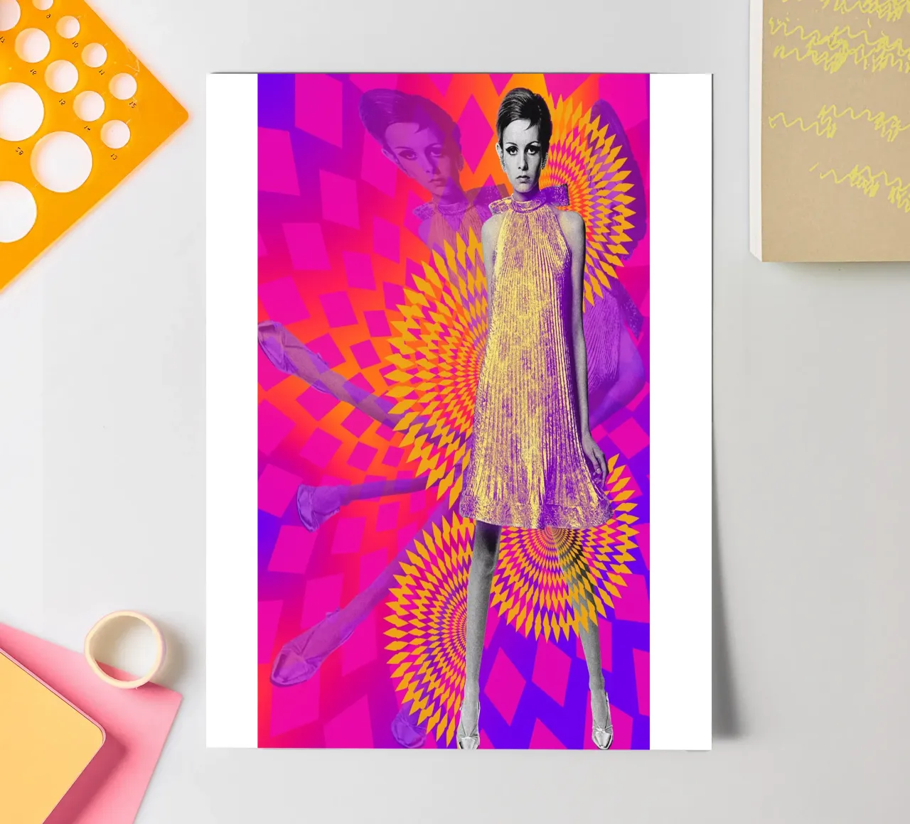 Supermodel Twiggy 1 - Supermodels of the Sixties Series foglio adesivo da DesmondBates