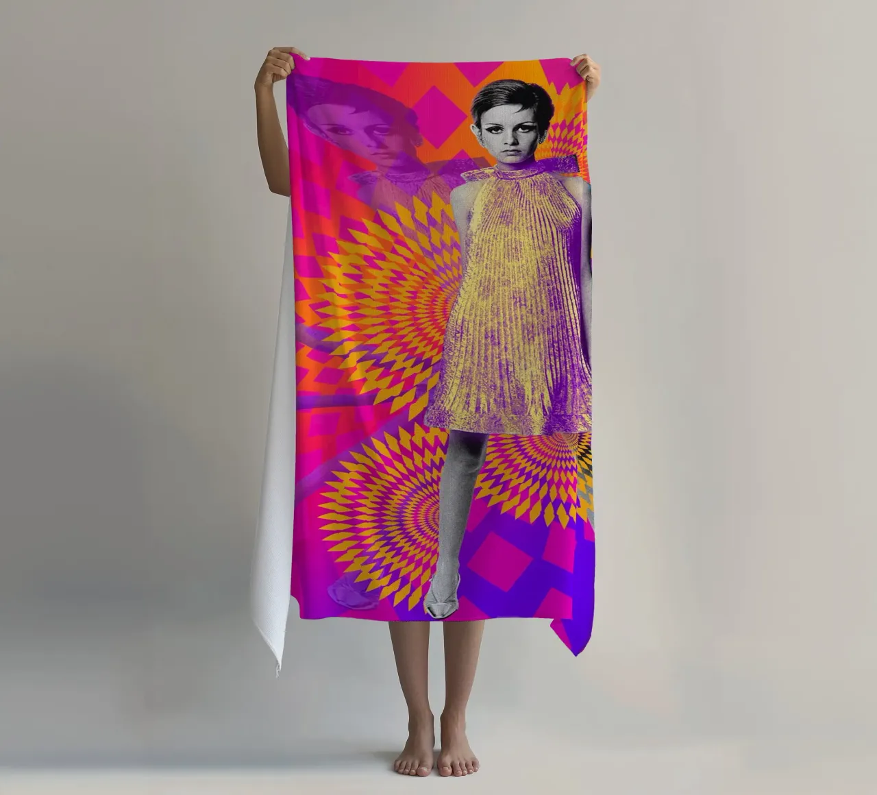 Supermodel Twiggy 1 - Supermodels of the Sixties Series strandhanddoek van DesmondBates