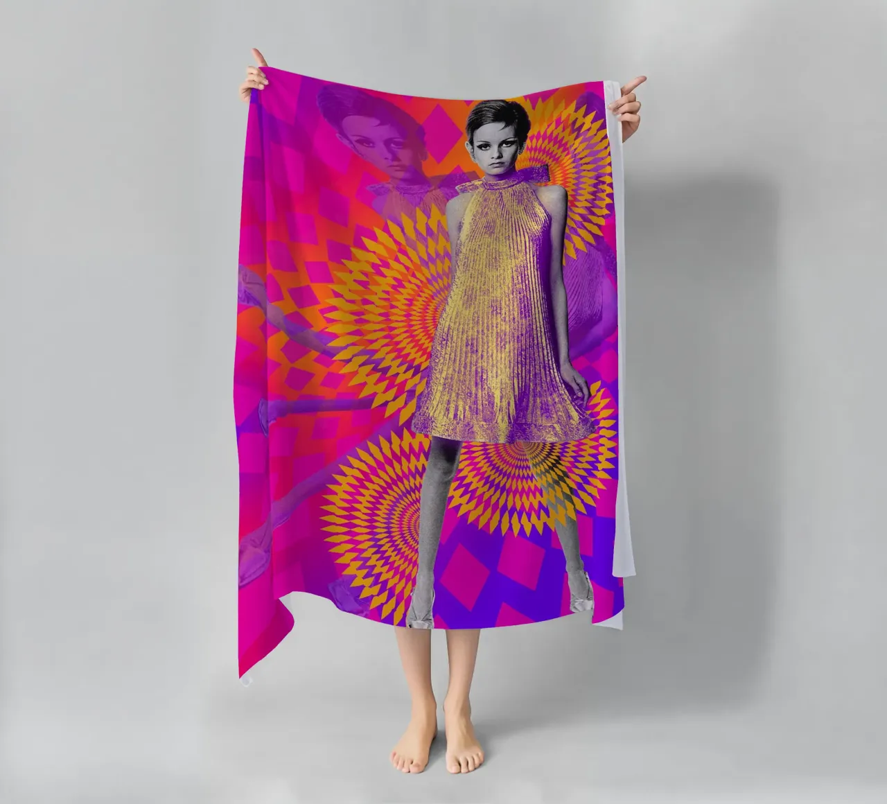 Supermodel Twiggy 1 - Supermodels of the Sixties Series strandhanddoek van DesmondBates