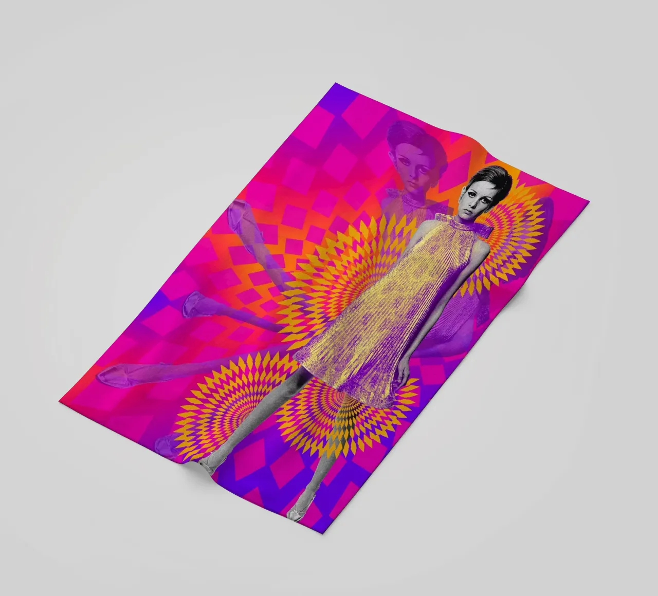 Supermodel Twiggy 1 - Supermodels of the Sixties Series strandhanddoek van DesmondBates