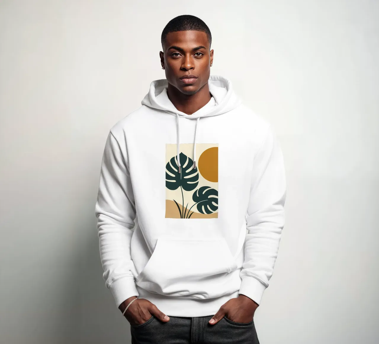Minimalista moderno Boho Monstera Leaf astratto felpa con cappuccio da Bloom And Brush