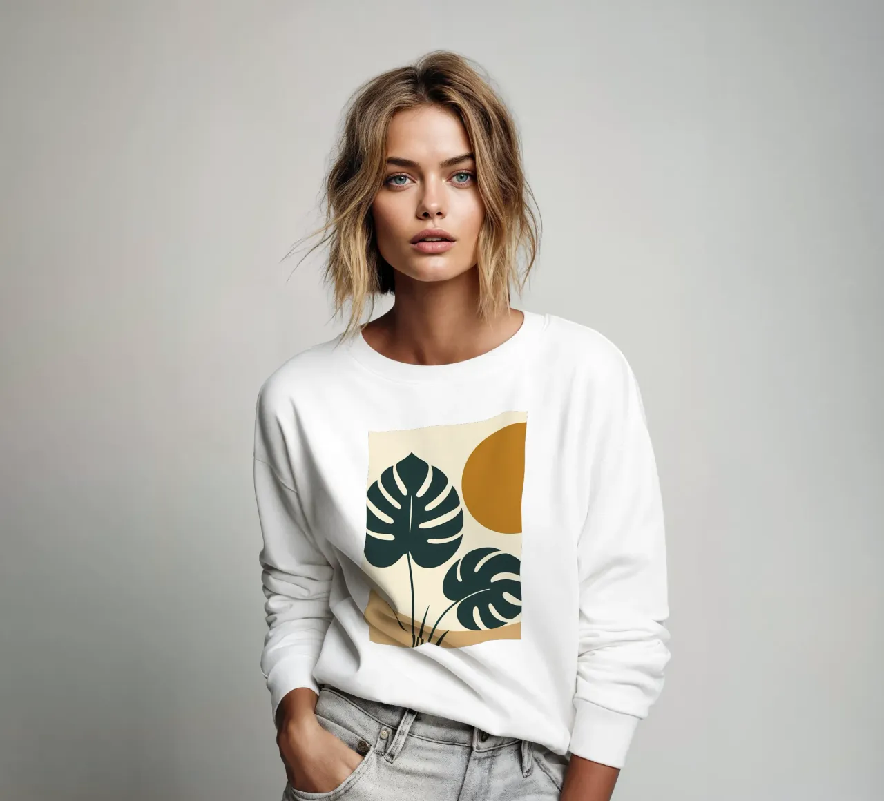 Minimalista moderno Boho Monstera Leaf astratto felpa da Bloom And Brush