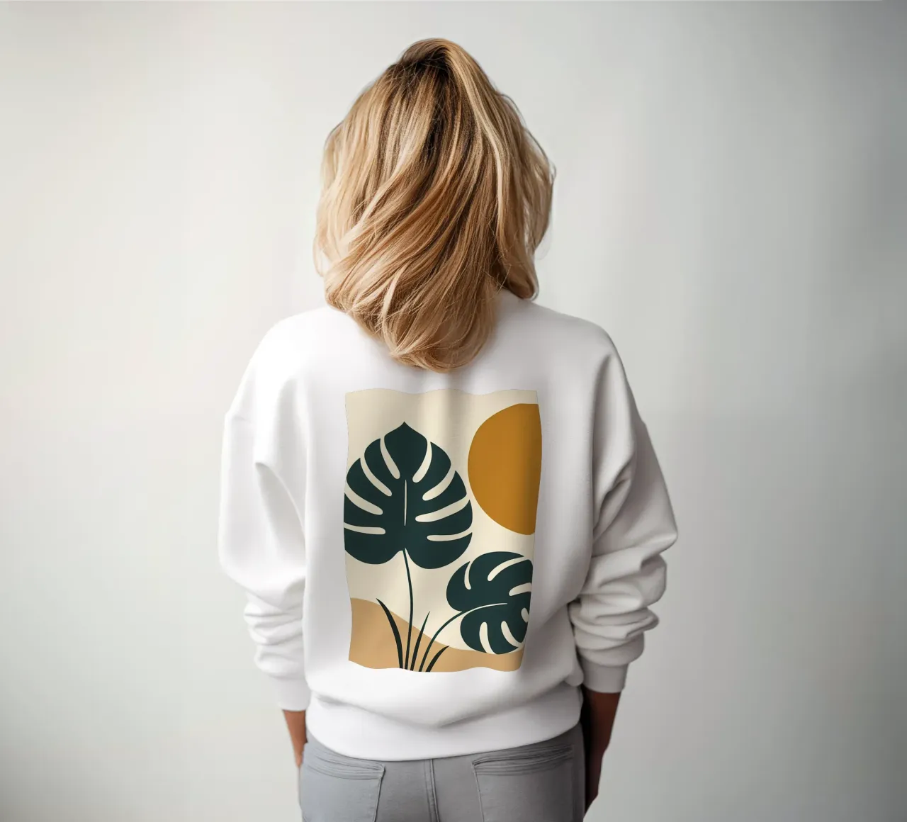 Minimalista moderno Boho Monstera Leaf astratto felpa da Bloom And Brush