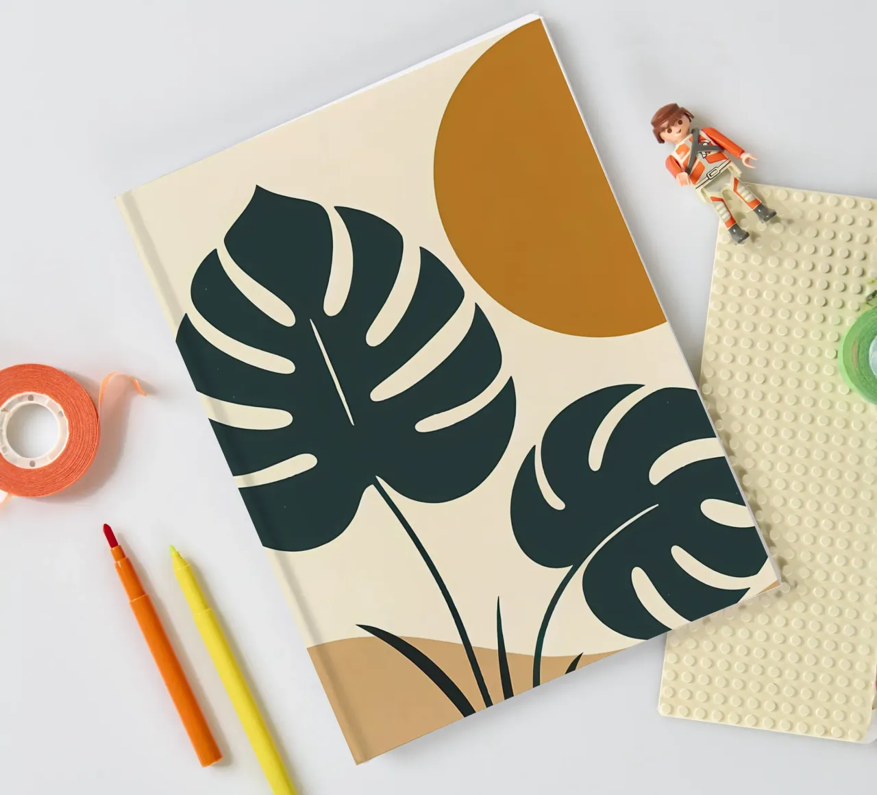Minimalist Modern Boho Monstera Leaf Abstract notebook by Bloom And Brush