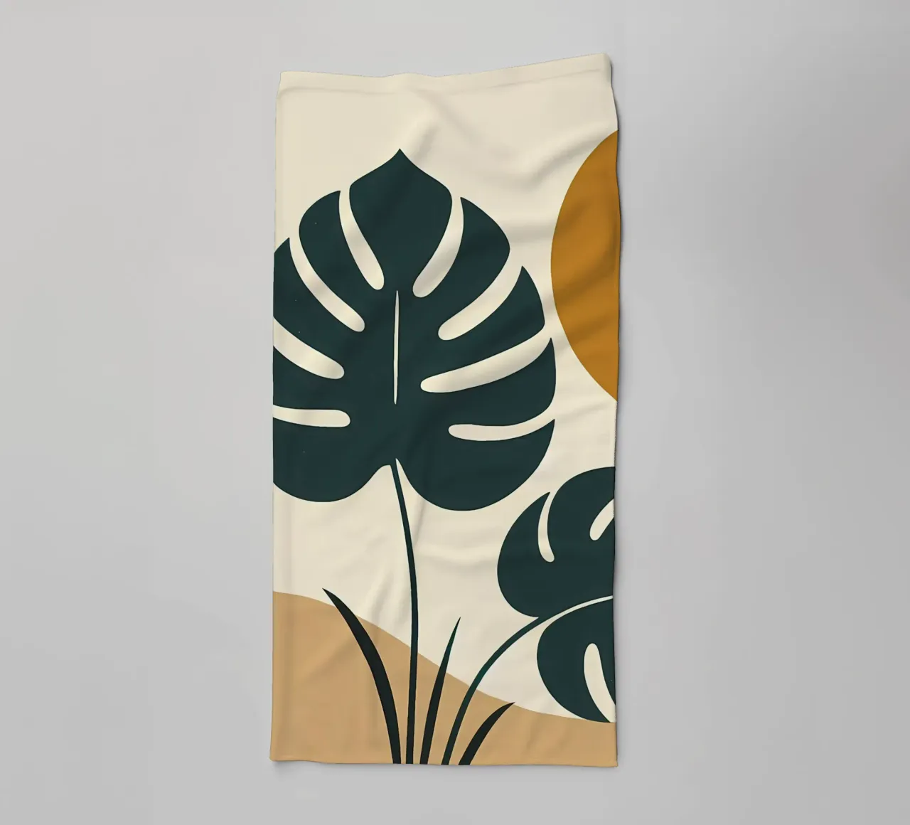 Minimalist Modern Boho Monstera Leaf Abstract towel by Bloom And Brush