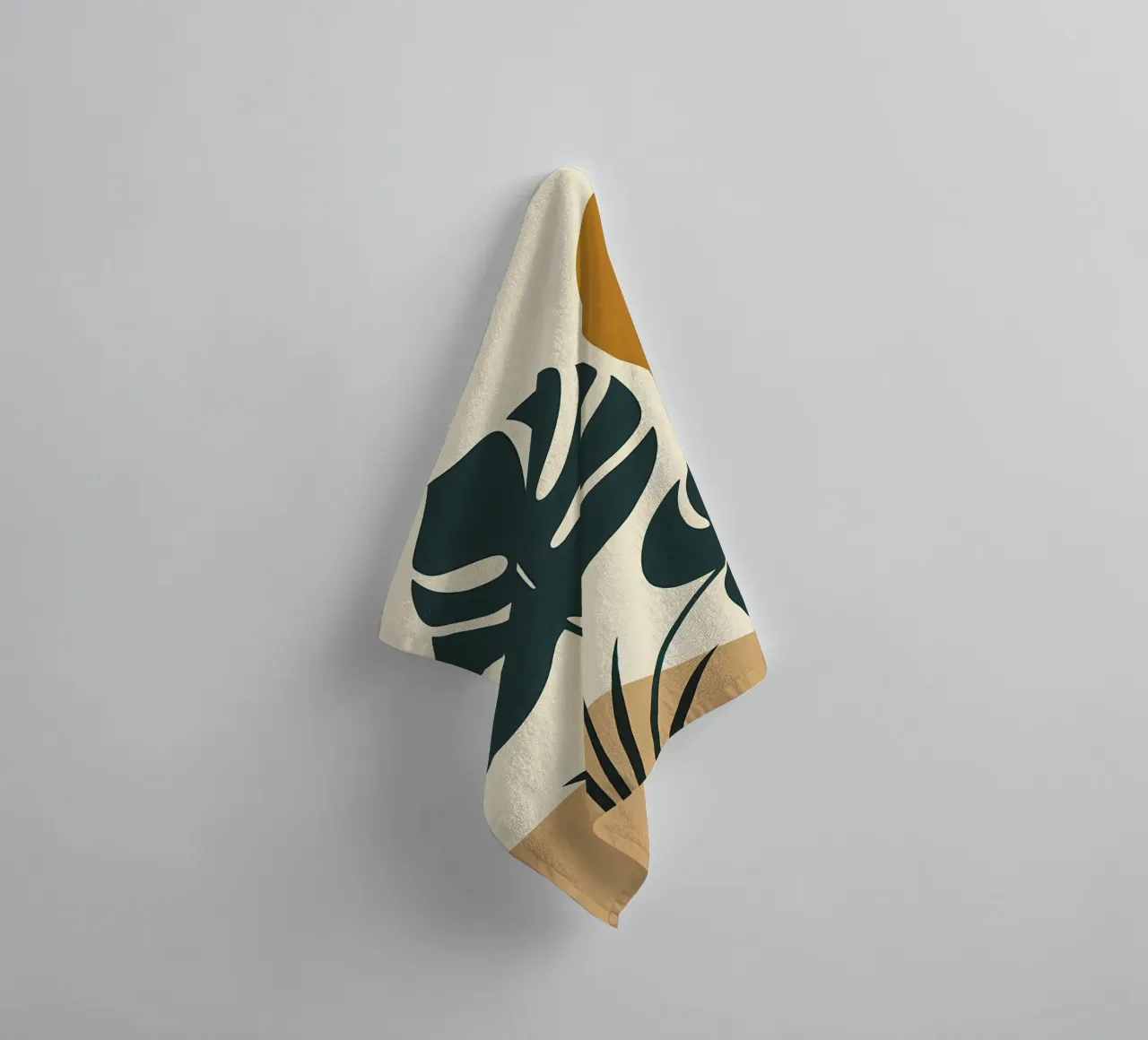 Minimalist Modern Boho Monstera Leaf Abstract towel by Bloom And Brush