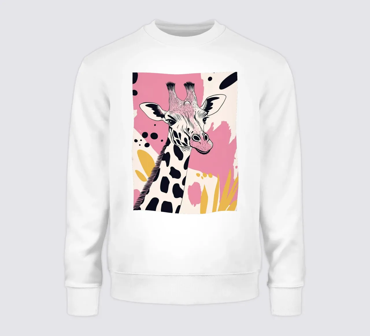 Ritratto di giraffa con sfondo rosa astratto felpa da Damion Francis