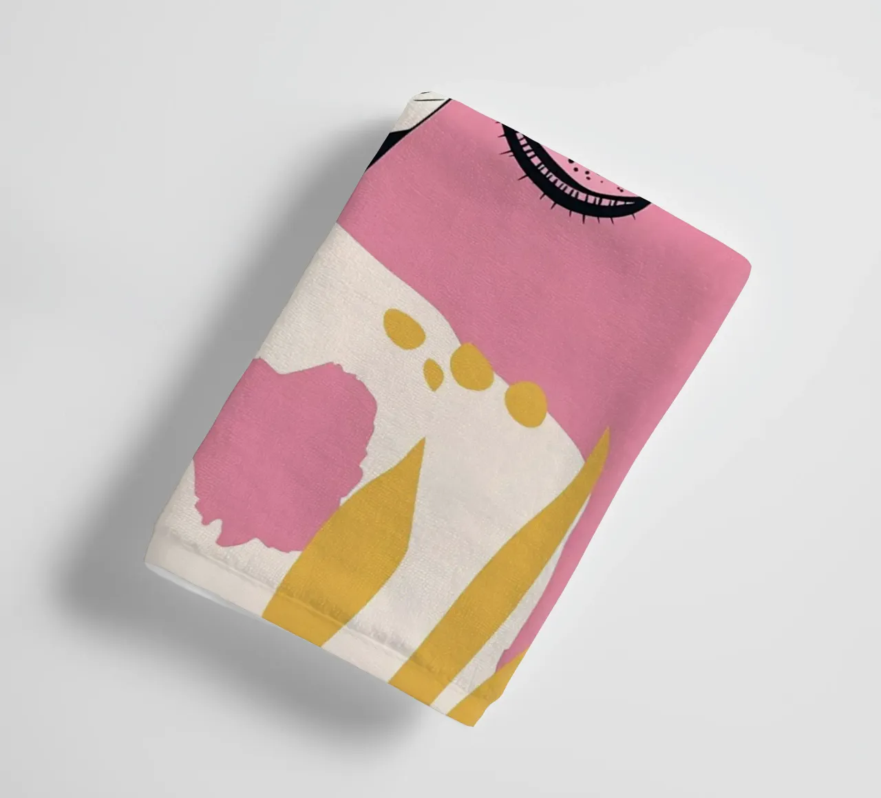 Giraffe Portrait with Abstract Pink Background towel by Damion Francis