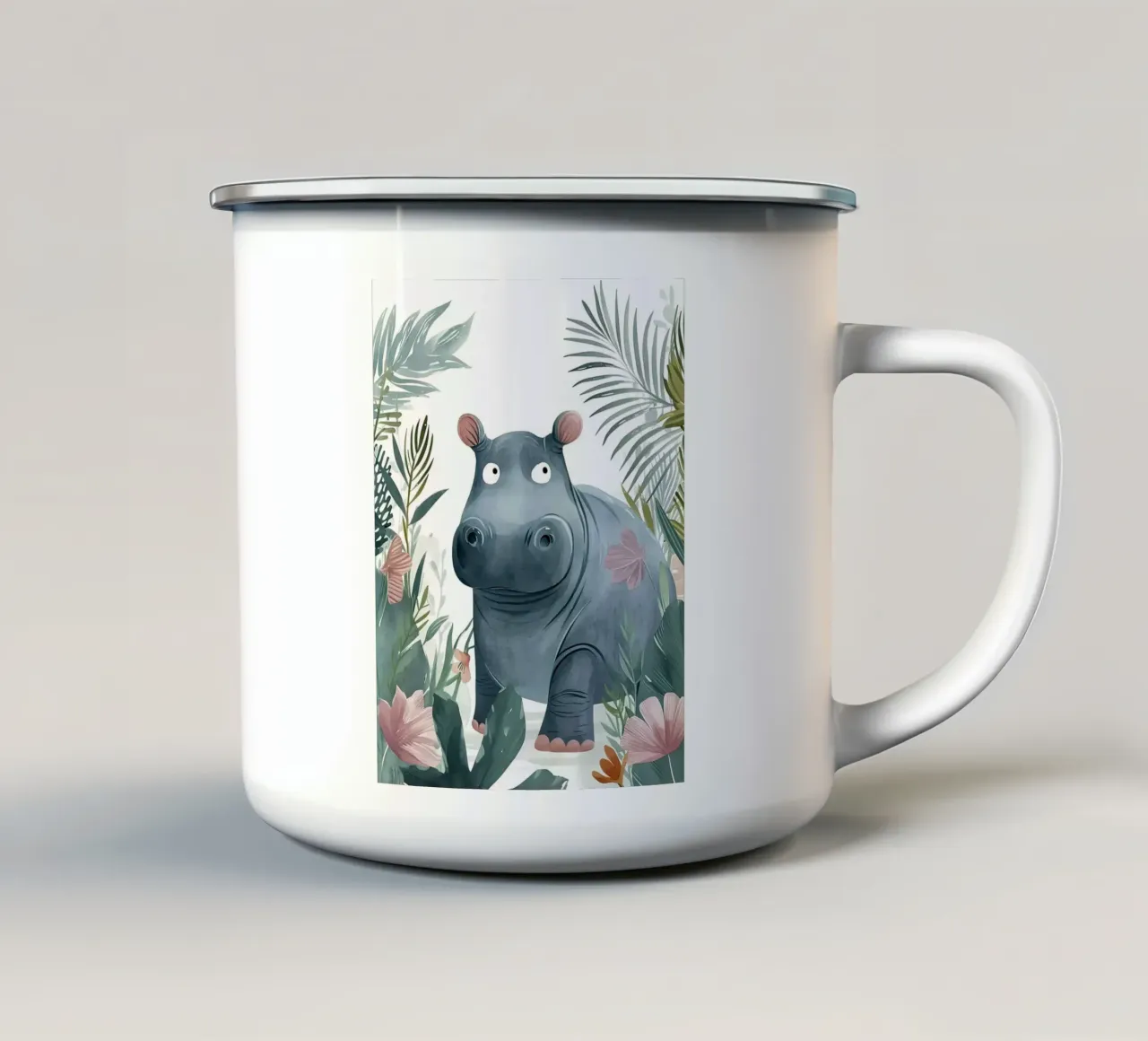 Ippopotamo tazza in smalto da Damion Francis