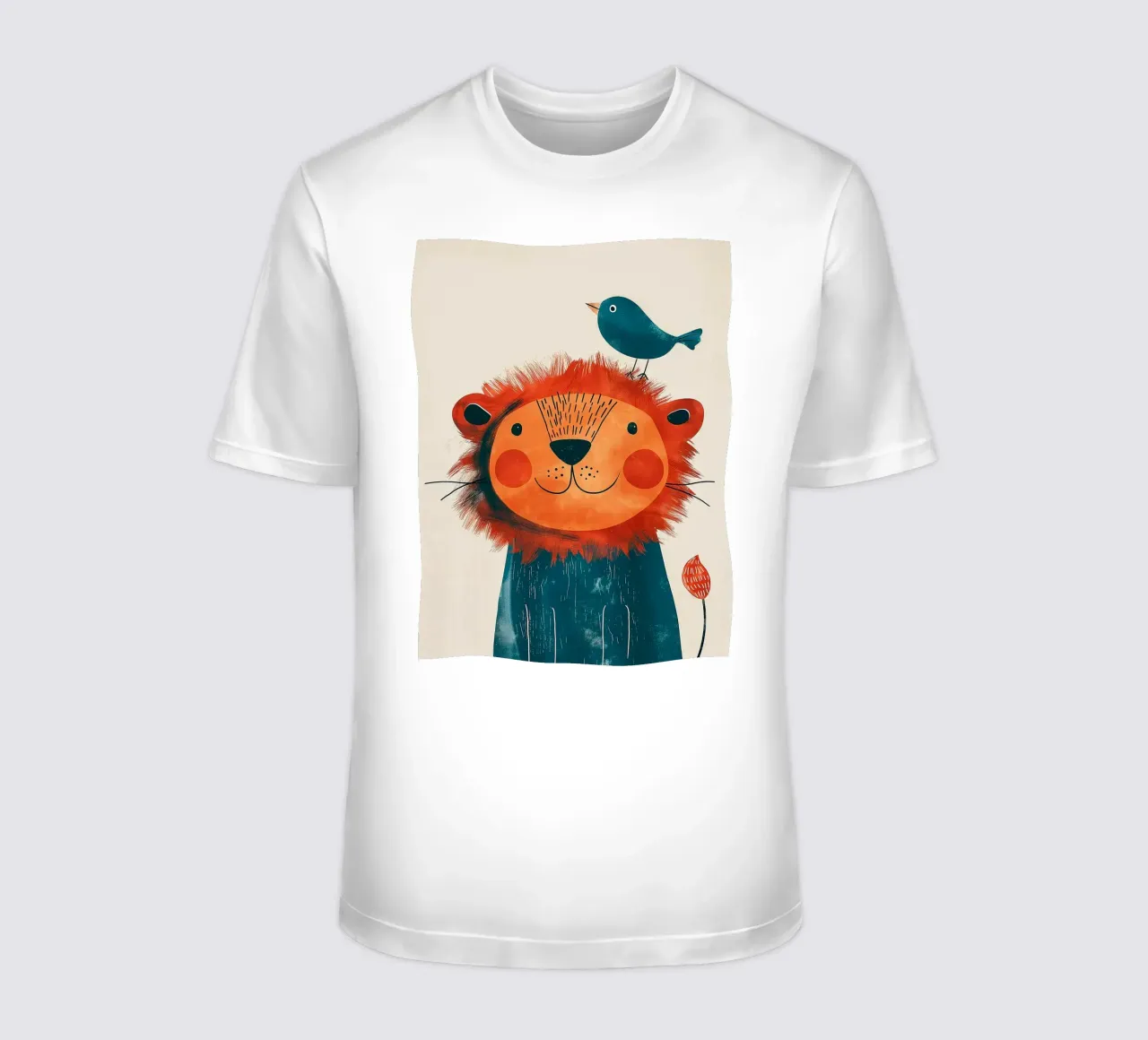 Leone gioioso con uccello t-shirt da Damion Francis