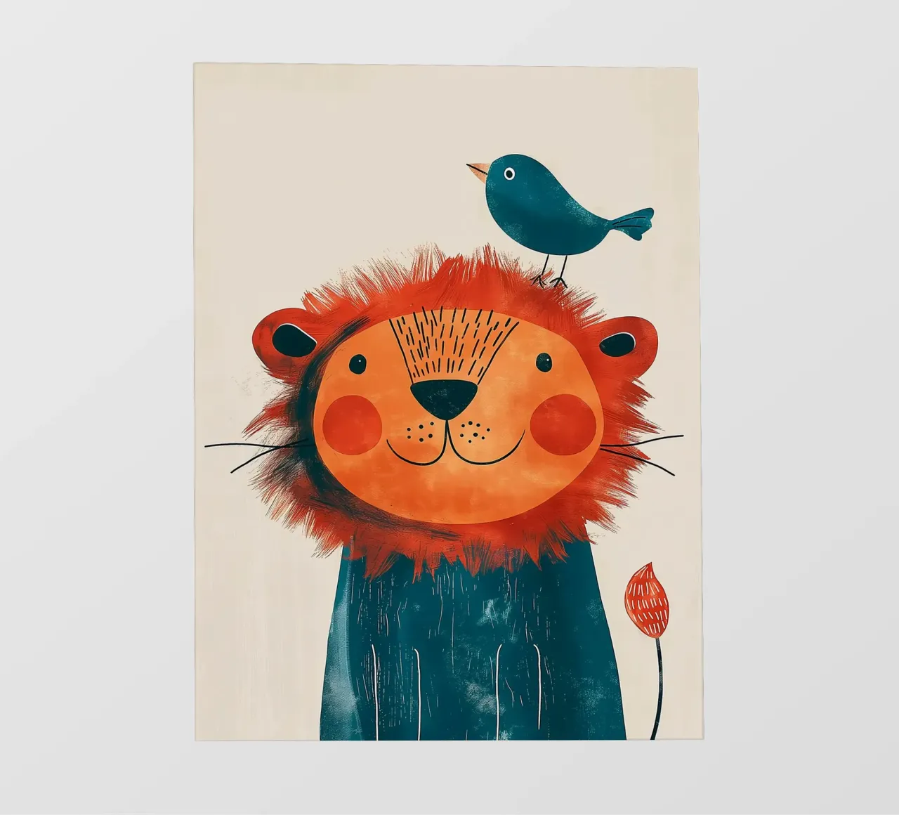 Leone gioioso con uccello telo in pvc da Damion Francis