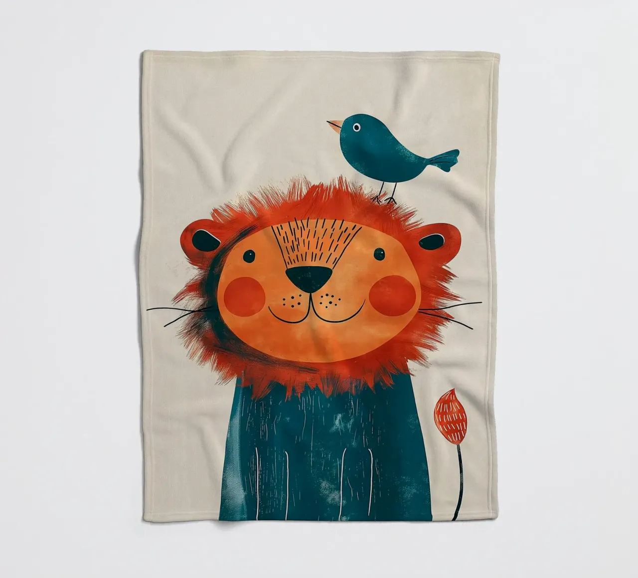 Leone gioioso con uccello coperta in pile da Damion Francis