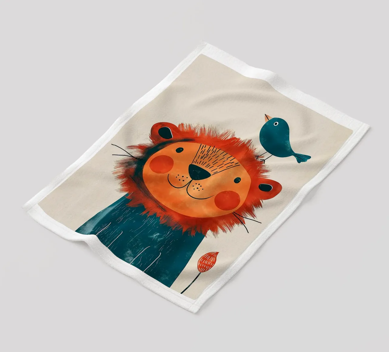 Leone gioioso con uccello coperta in pile da Damion Francis