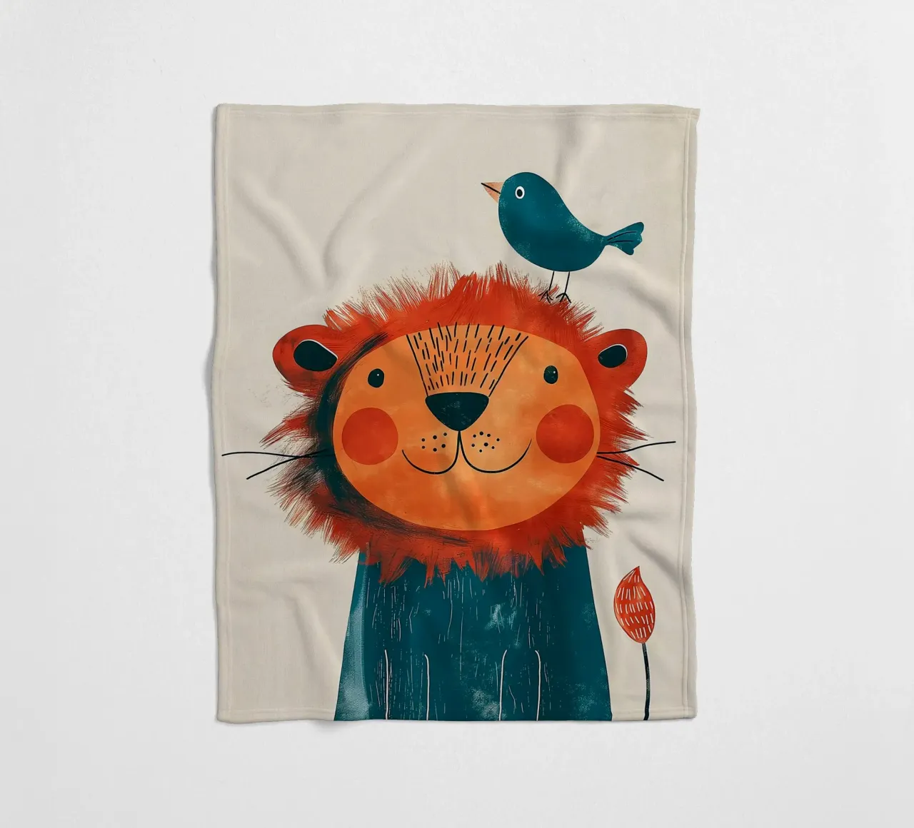 Leone gioioso con uccello coperta in pile da Damion Francis
