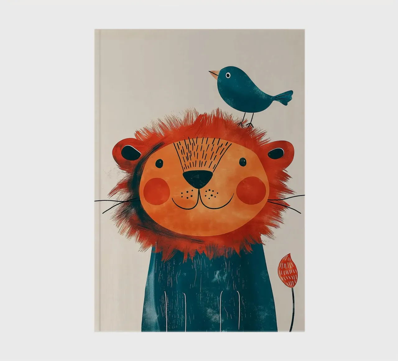 Joyful Lion with a bird notebook by Damion Francis
