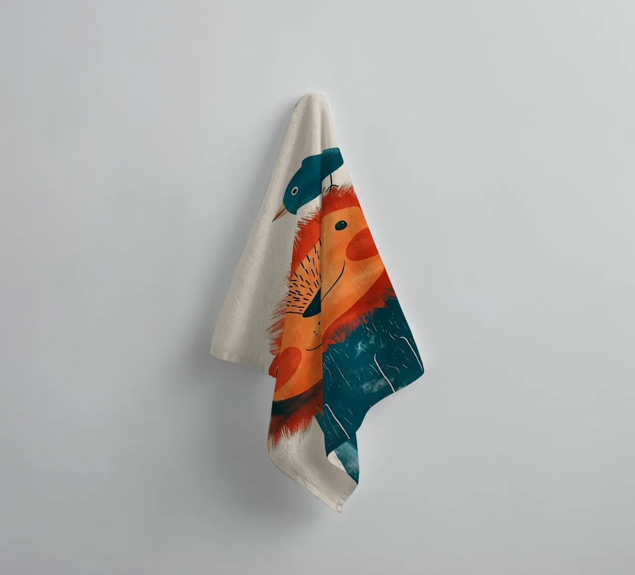 Joyful Lion with a bird towel by Damion Francis