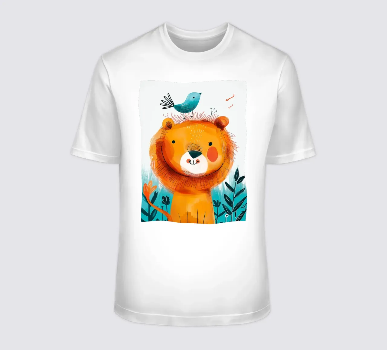 Leone gioioso con uccello t-shirt da Damion Francis
