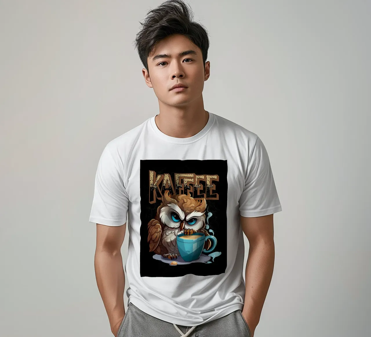 Gufo amante del caffè t-shirt da Damion Francis