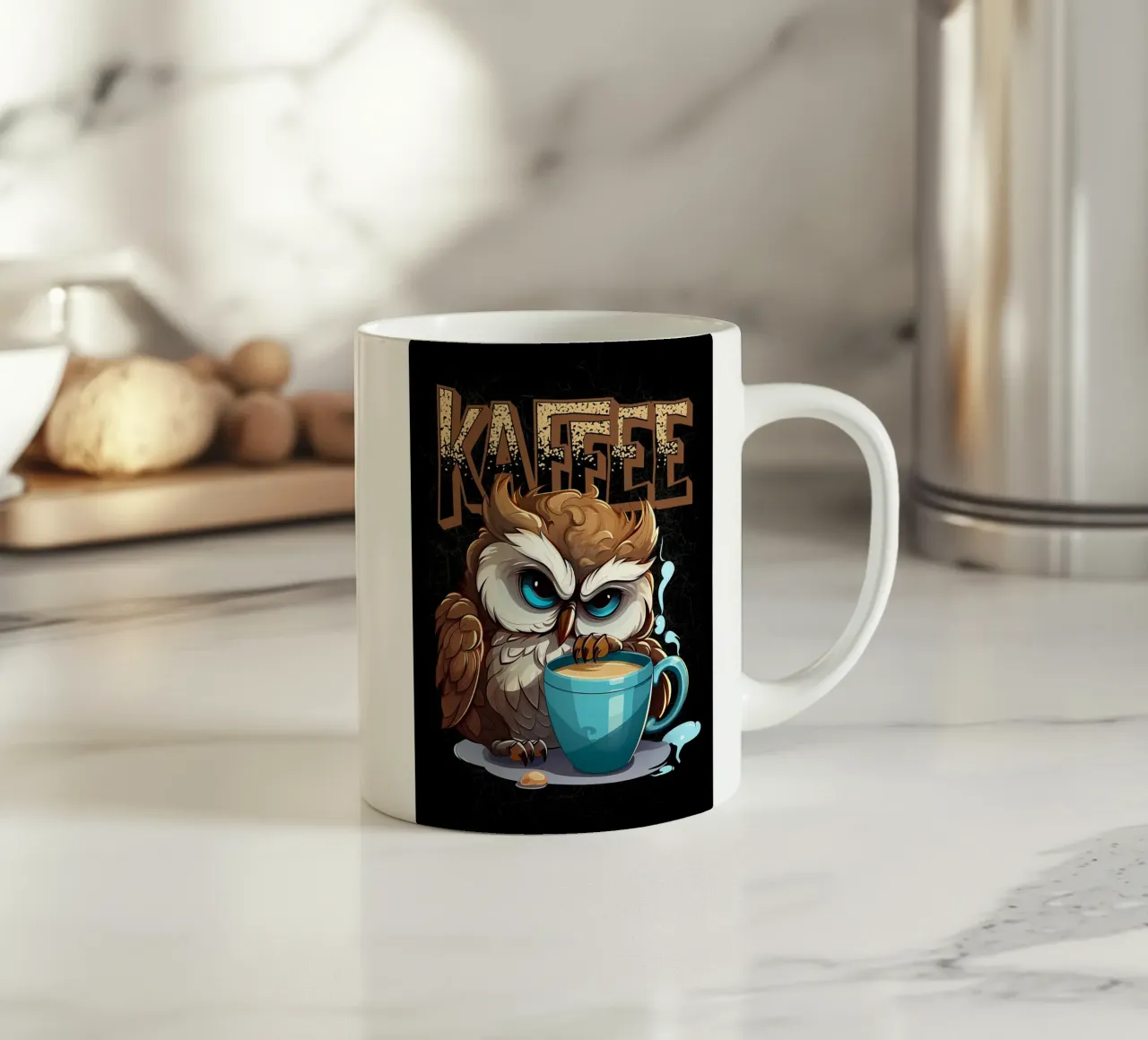 Gufo amante del caffè tazza in ceramica da Damion Francis