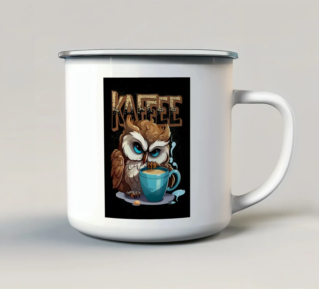 Gufo amante del caffè tazza in smalto da Damion Francis