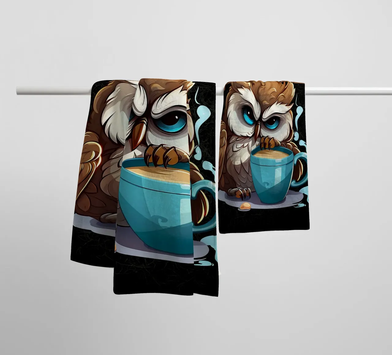 Gufo amante del caffè asciugamano da bagno da Damion Francis