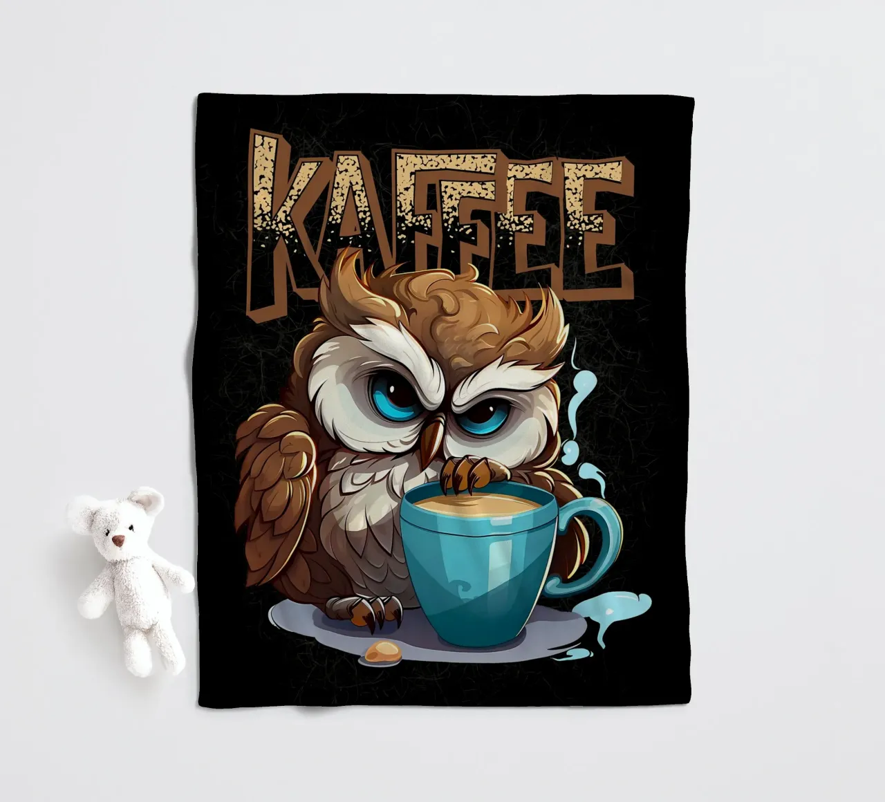 Gufo amante del caffè coperta in pile da Damion Francis
