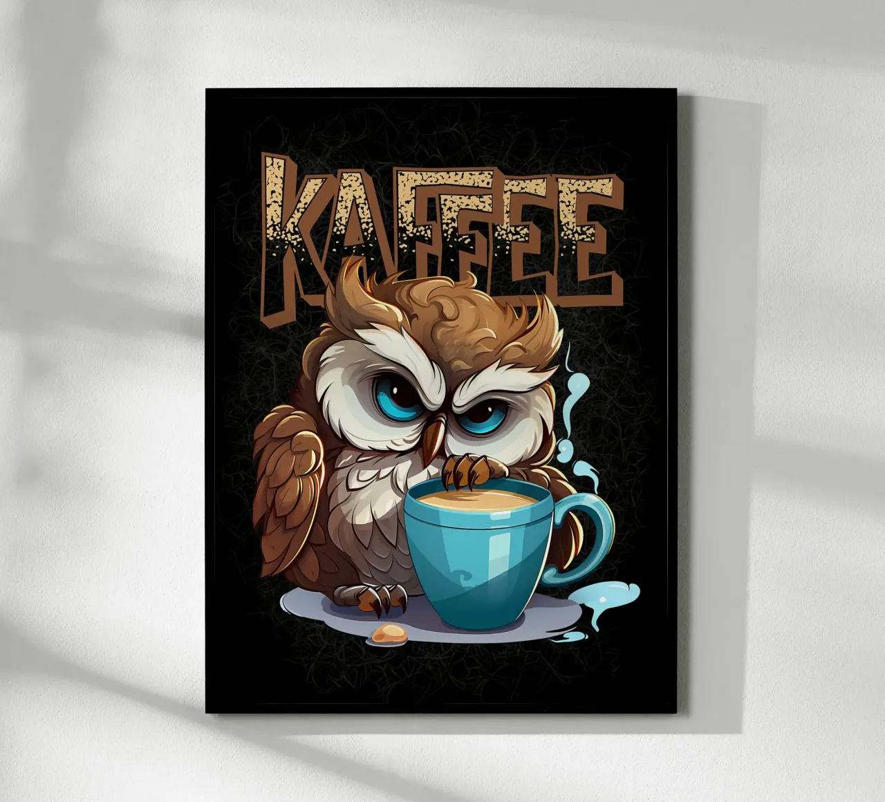 Gufo amante del caffè carta hahnemühle da Damion Francis