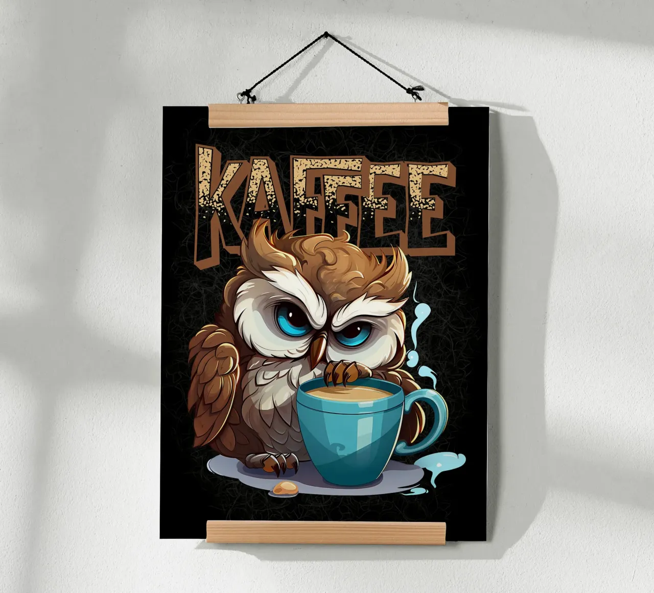 Gufo amante del caffè carta hahnemühle da Damion Francis