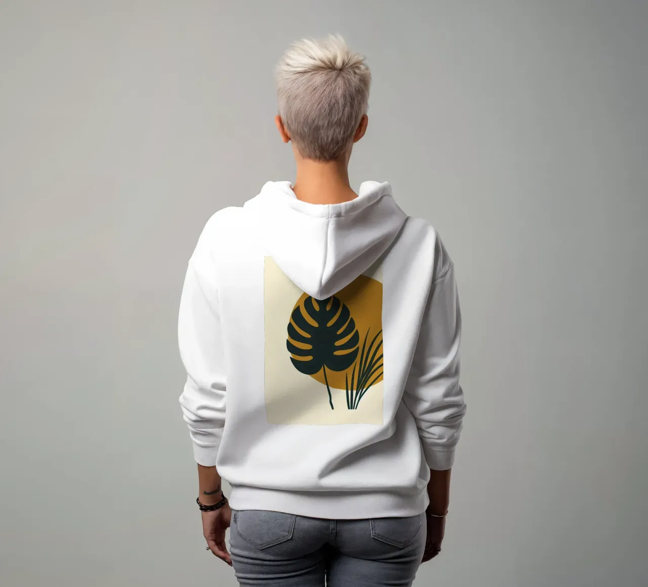 Minimalista moderno Boho Monstera Leaf astratto felpa con cappuccio da Bloom And Brush