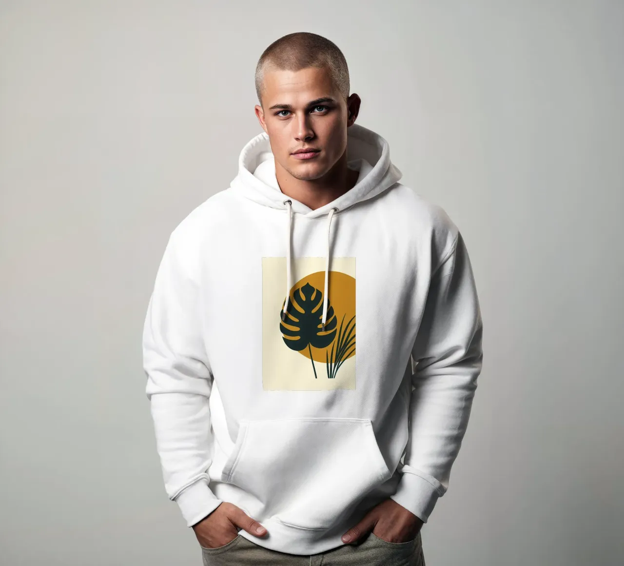 Minimalista moderno Boho Monstera Leaf astratto felpa con cappuccio da Bloom And Brush