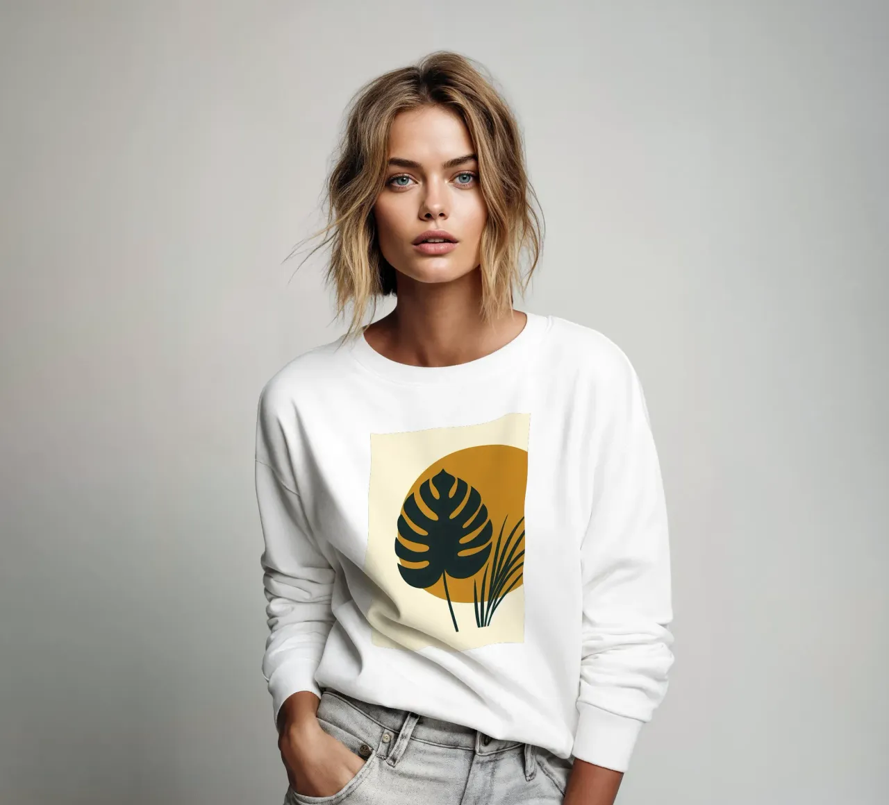Minimalista moderno Boho Monstera Leaf astratto felpa da Bloom And Brush
