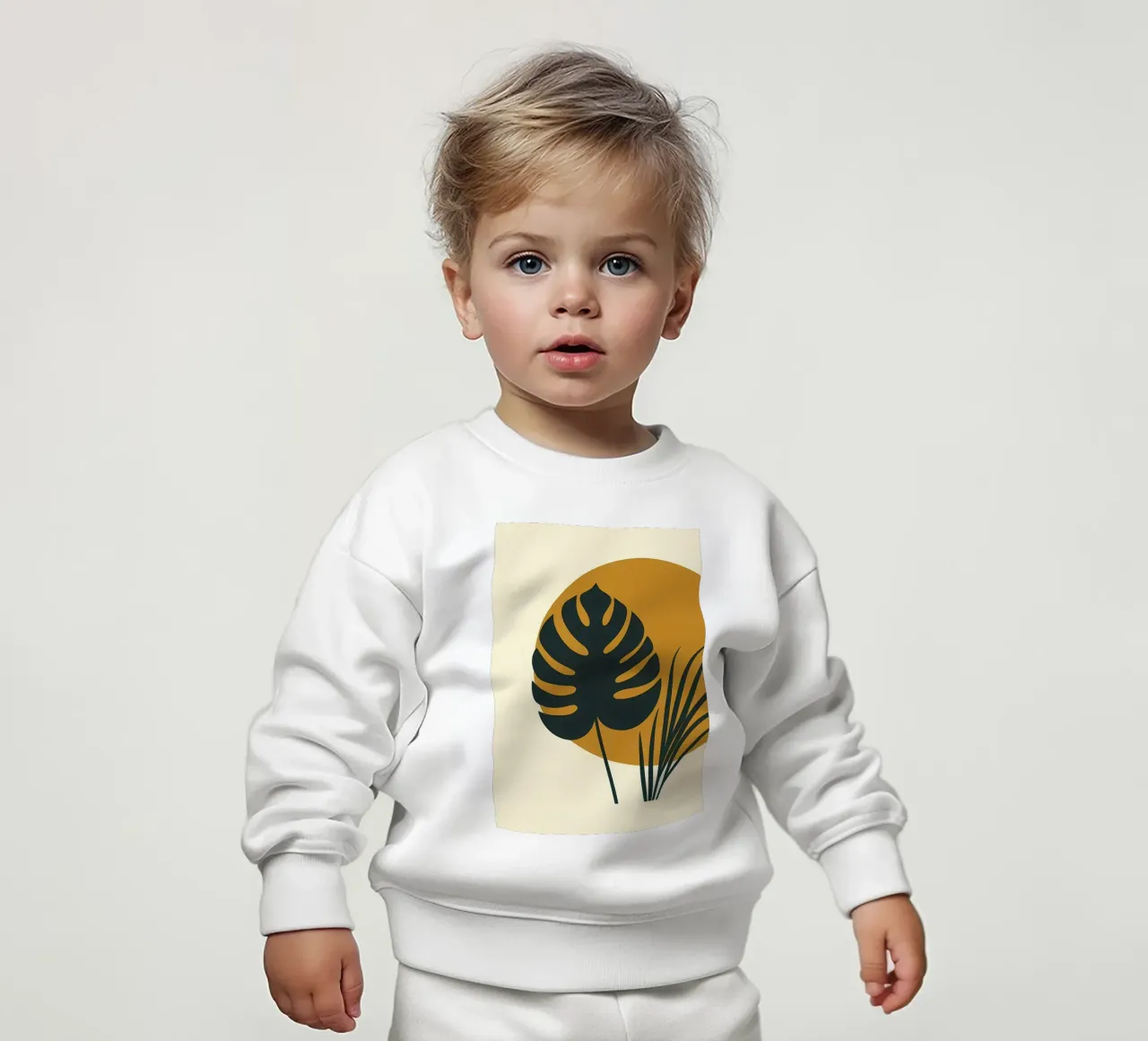 Minimalista moderno Boho Monstera Leaf astratto felpa neonato da Bloom And Brush