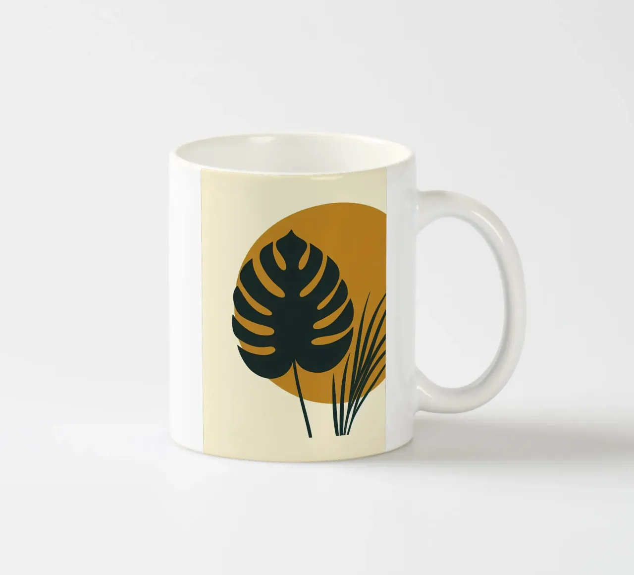 Minimalistisch Modern Boho Monsterablad Abstract keramische mok van Bloom And Brush
