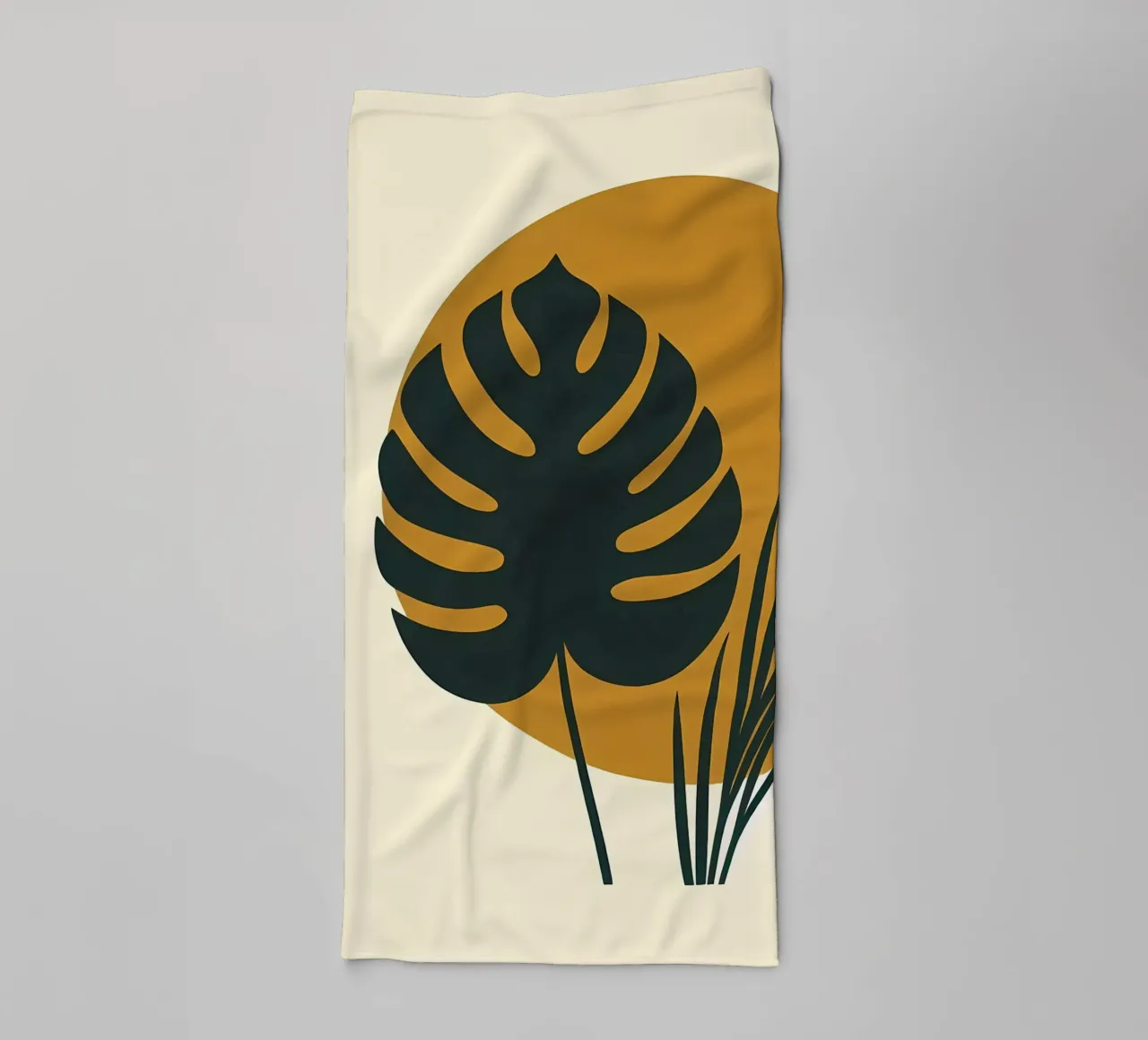 Minimalist Modern Boho Monstera Leaf Abstract towel by Bloom And Brush