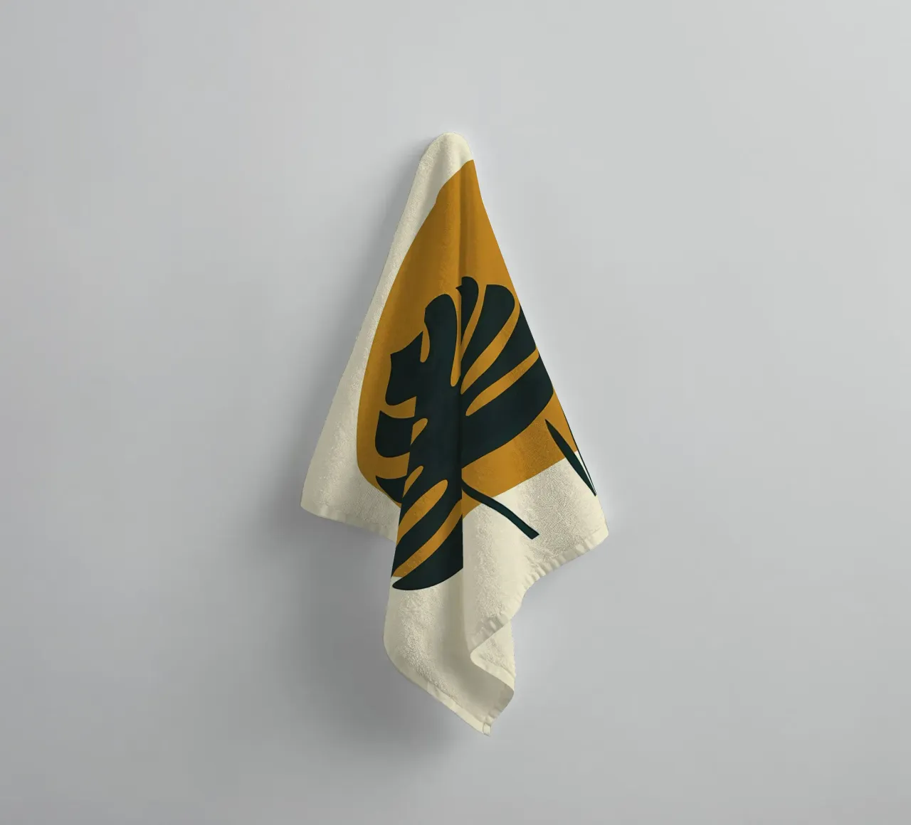 Minimalist Modern Boho Monstera Leaf Abstract towel by Bloom And Brush