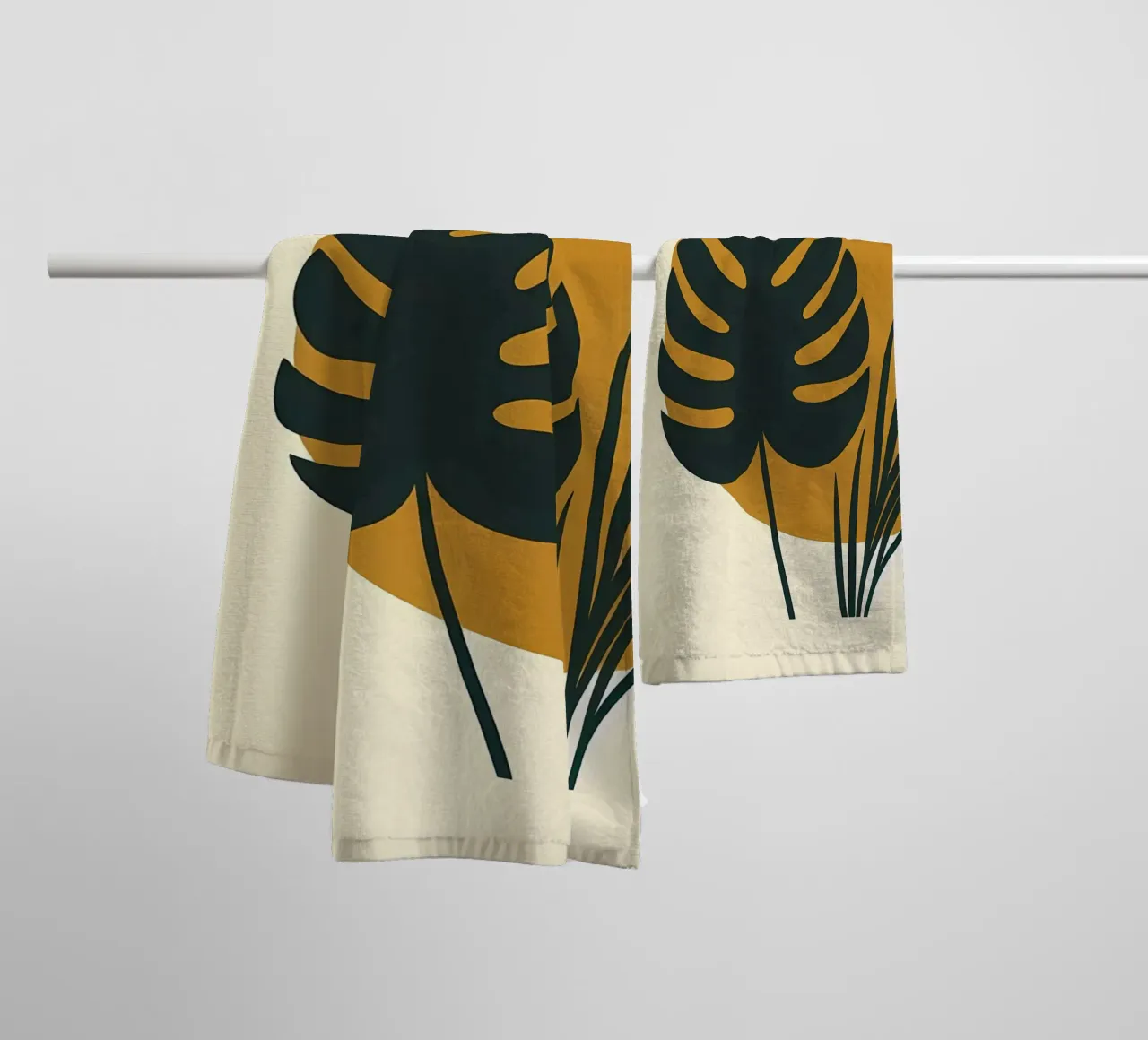 Minimalist Modern Boho Monstera Leaf Abstract towel by Bloom And Brush
