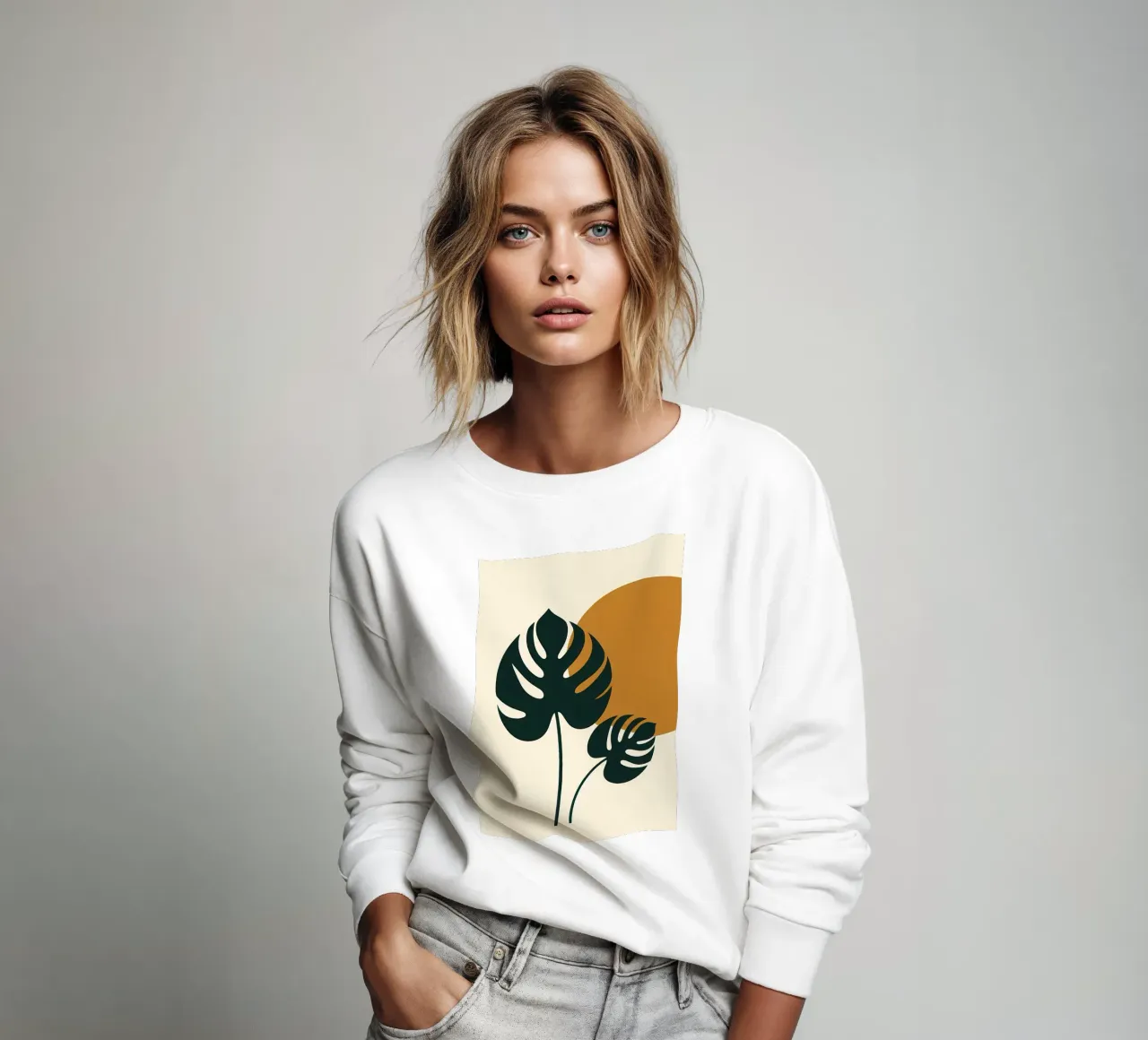 Minimalista moderno Boho Monstera Leaf astratto felpa da Bloom And Brush