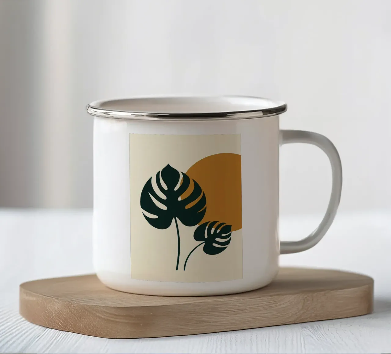 Minimalistisch Modern Boho Monsterablad Abstract emaille mok van Bloom And Brush