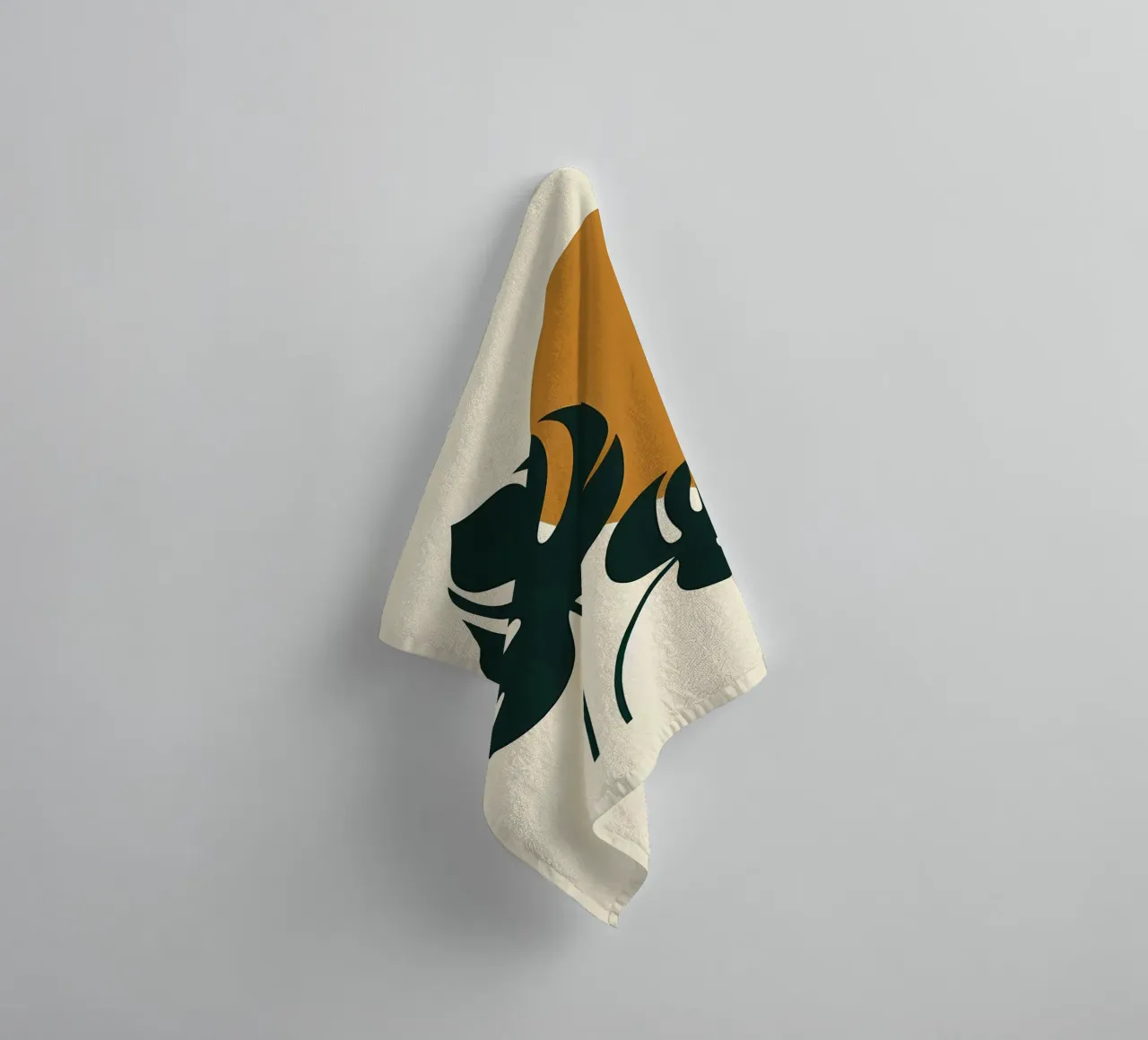 Minimalist Modern Boho Monstera Leaf Abstract towel by Bloom And Brush