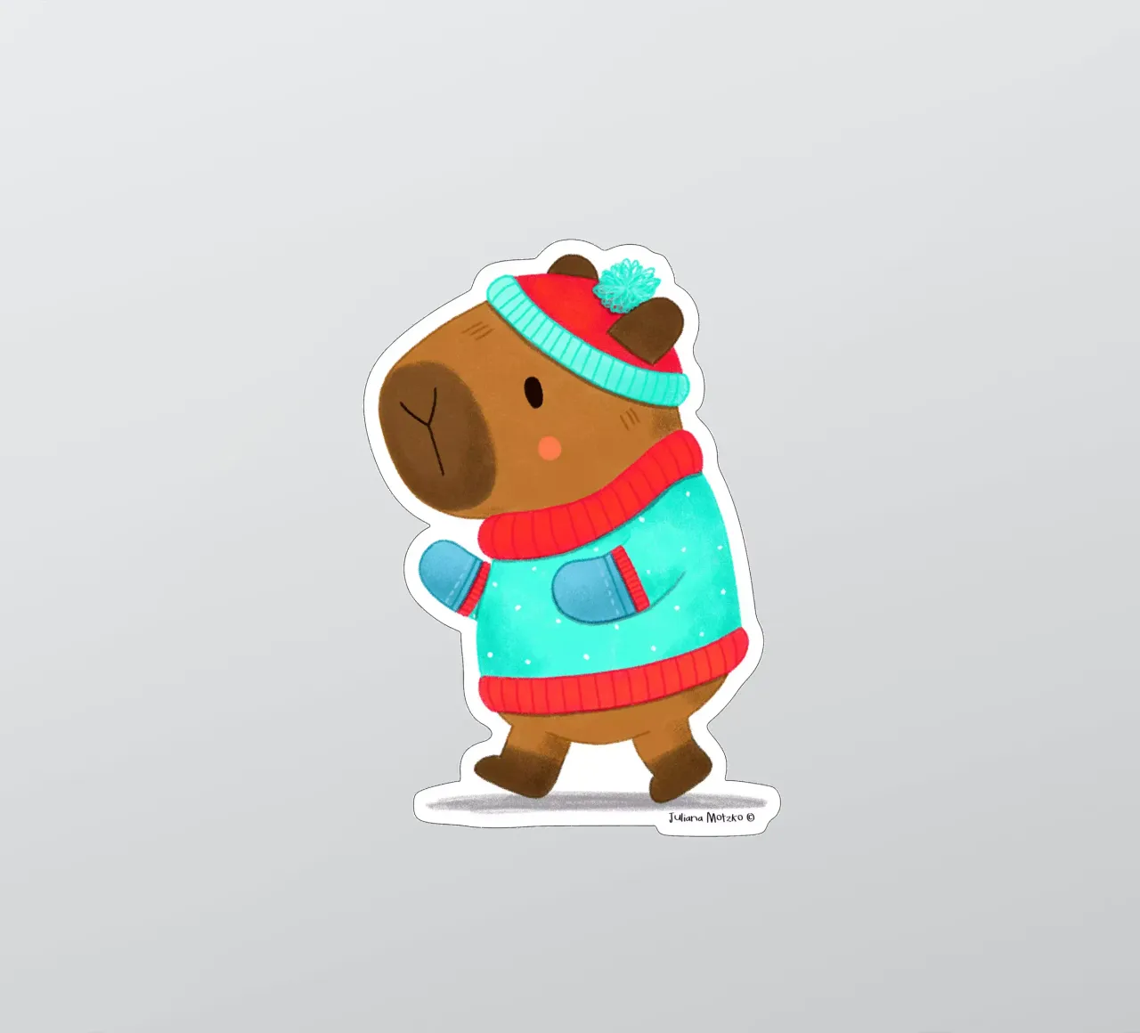 Capybara - Moda de invierno pegatina de julianamotzko