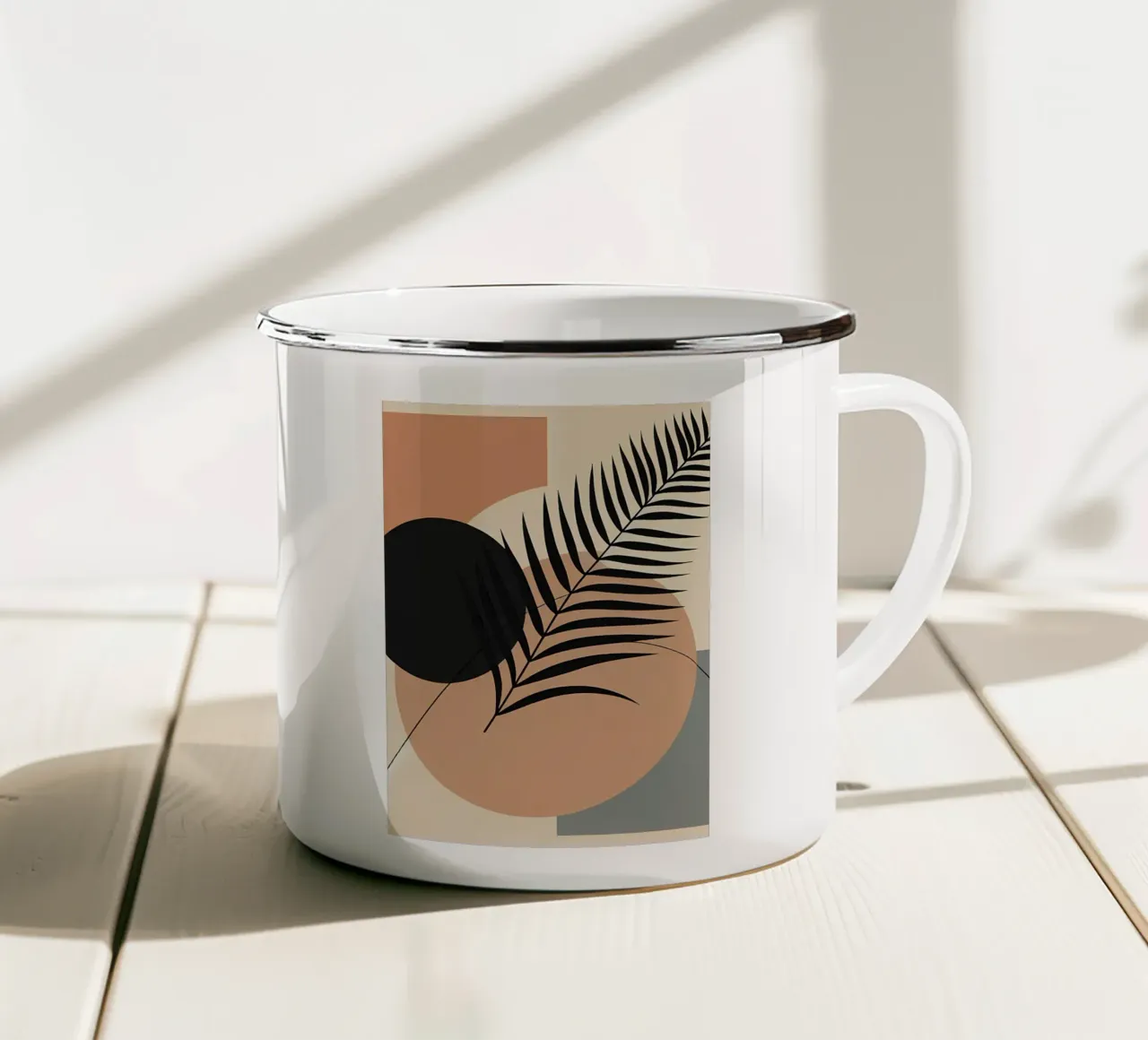 Minimalista Moderno Boho Tropicale Foglia Astratto tazza in smalto da Bloom And Brush