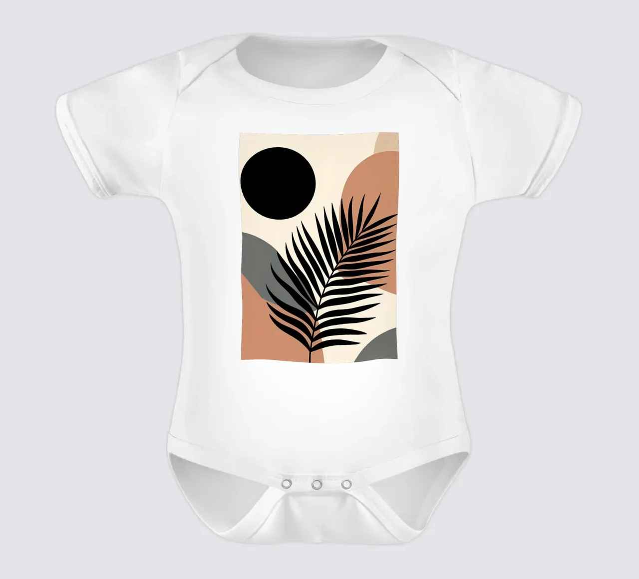 Minimalistisch Modern Boho Tropisch Abstract Blad babyrompertje korte mouwen van Bloom And Brush