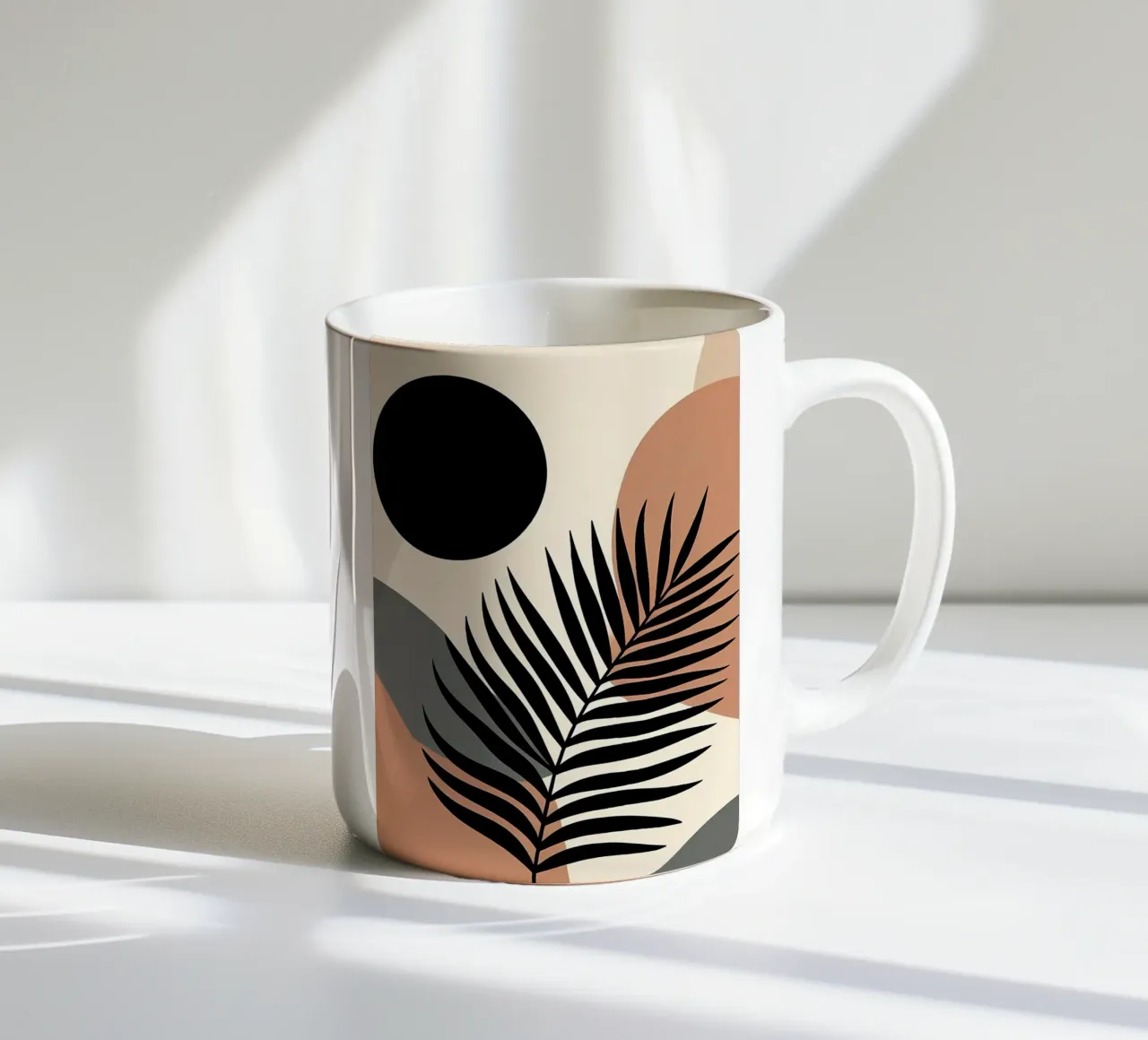 Minimalistisch Modern Boho Tropisch Abstract Blad keramische mok van Bloom And Brush