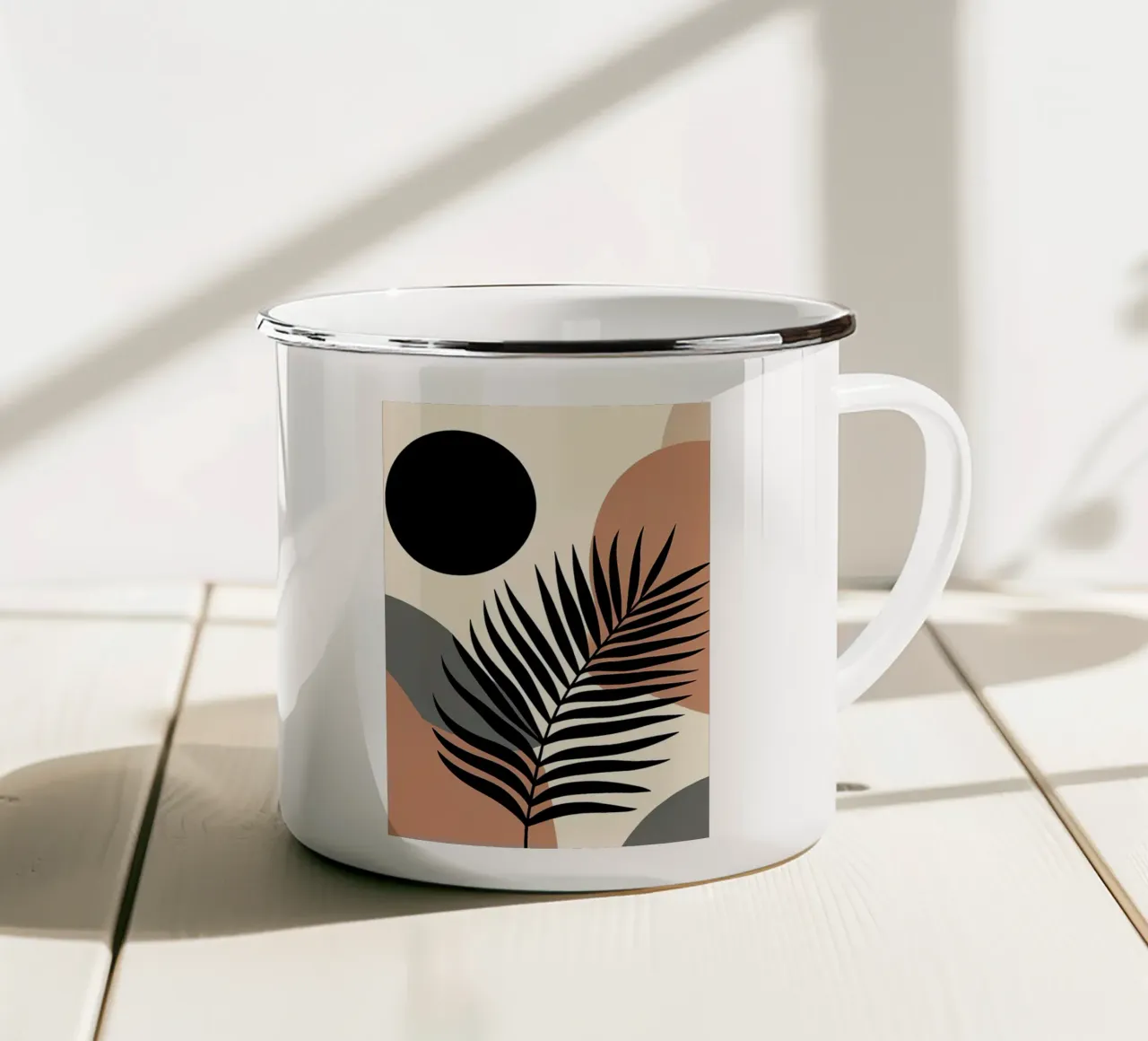 Minimalista Moderno Boho Tropicale Foglia Astratto tazza in smalto da Bloom And Brush