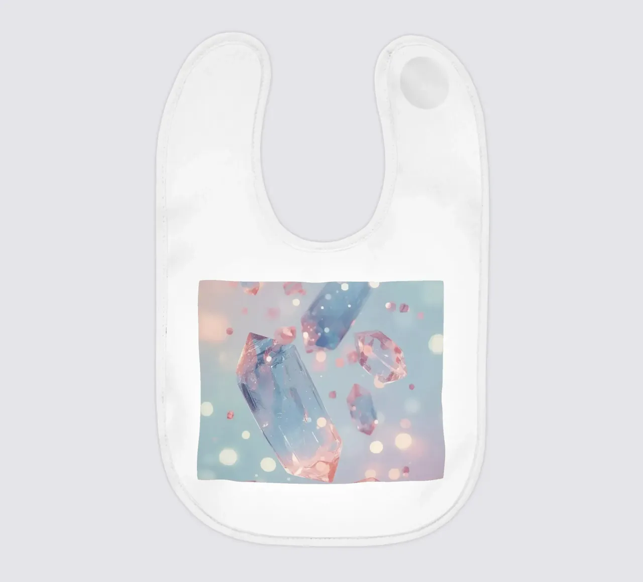 Floating crystals with bokeh background baby bib by DesignDoodle