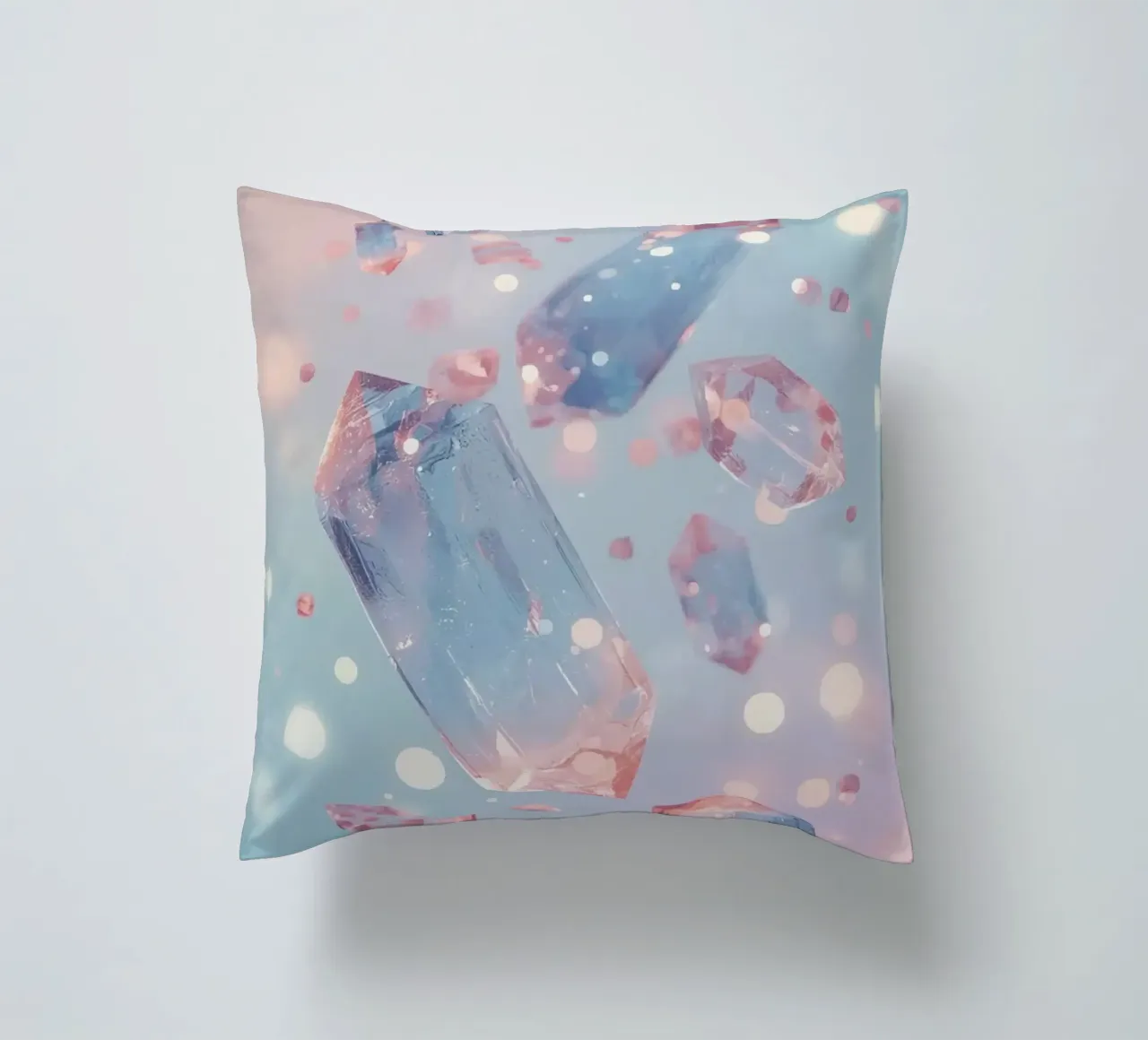 Floating crystals with bokeh background decorative cushion by DesignDoodle
