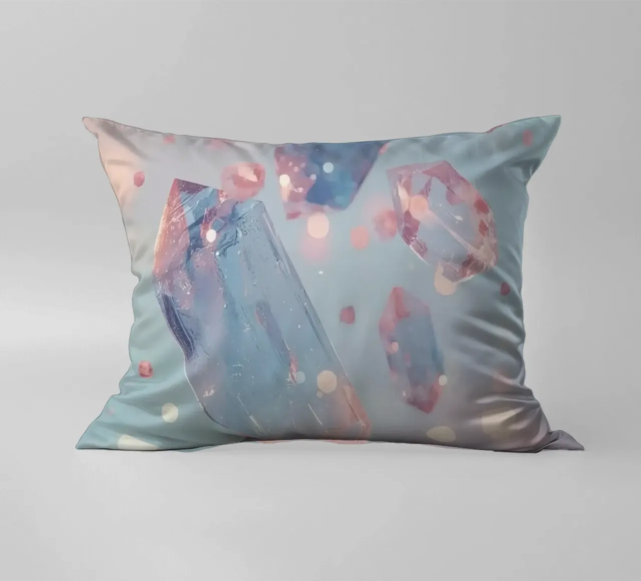 Floating crystals with bokeh background decorative cushion by DesignDoodle