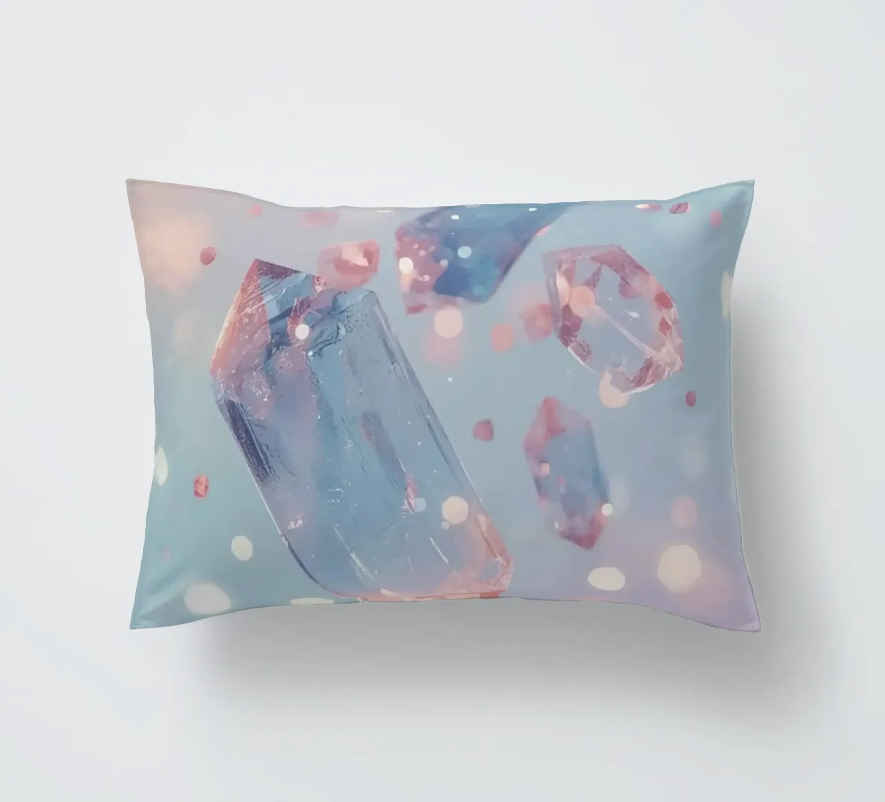 Floating crystals with bokeh background decorative cushion by DesignDoodle