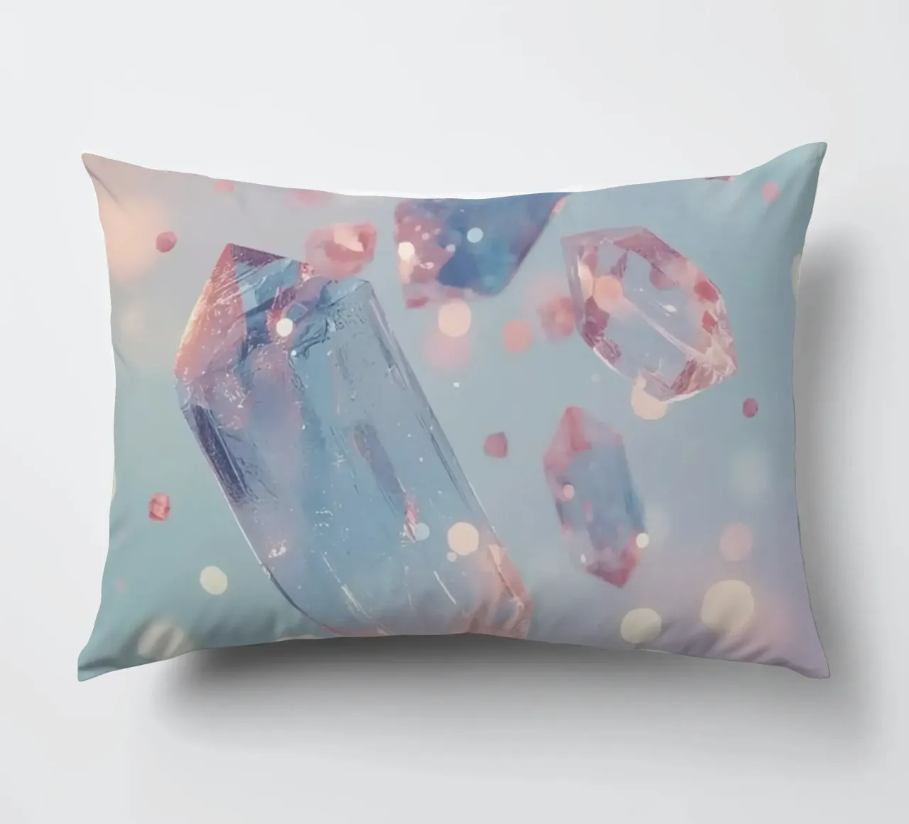 Floating crystals with bokeh background decorative cushion by DesignDoodle